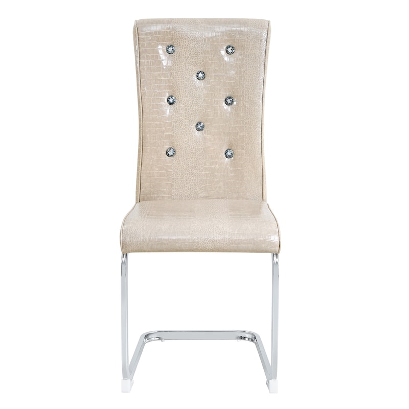 Dining Chair Side Chair Beige Kitchen Chair Leisure Chair Lounge Chair Office Chair Armless Chair with Metal Legs