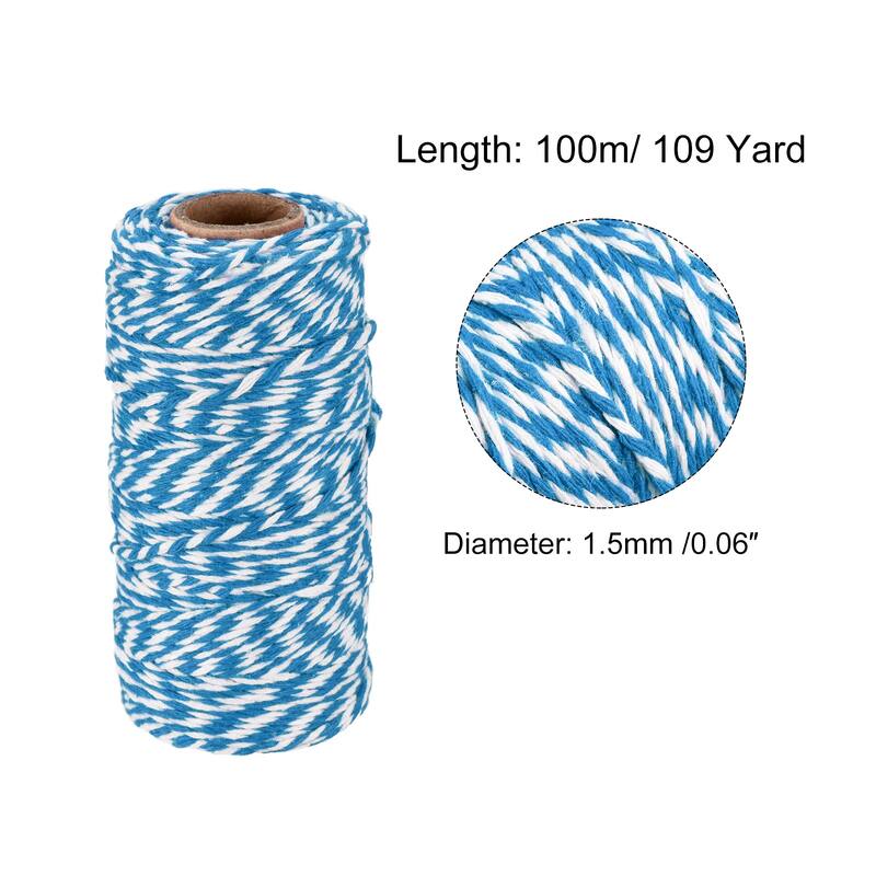 Twine Packing String Cotton Twine Rope for Gift Wrapping, Christmas - Blue,White