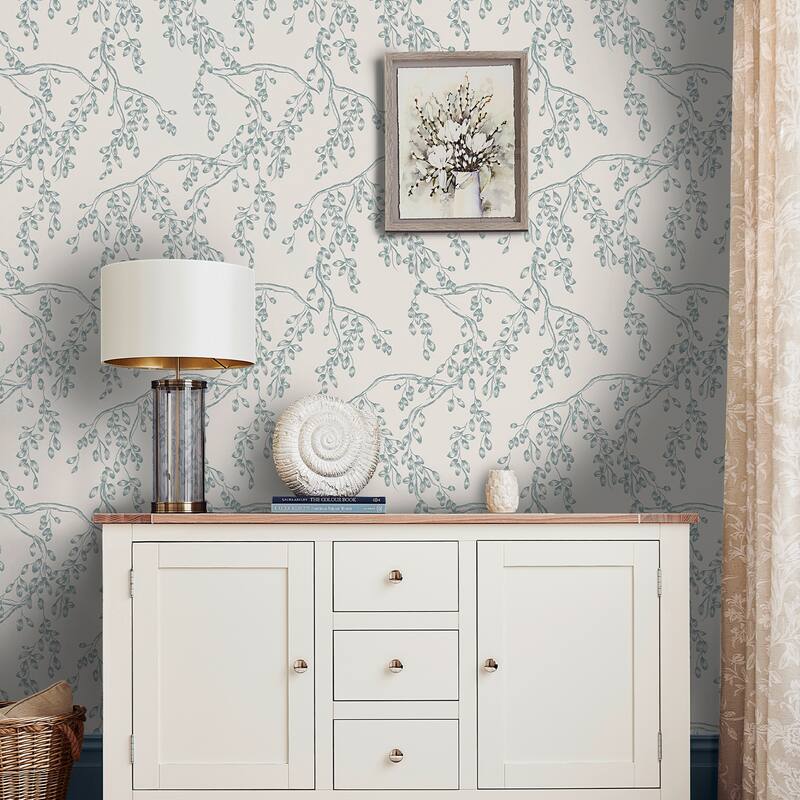 Laura Ashley Rainham Willow Newport Blue Wallpaper
