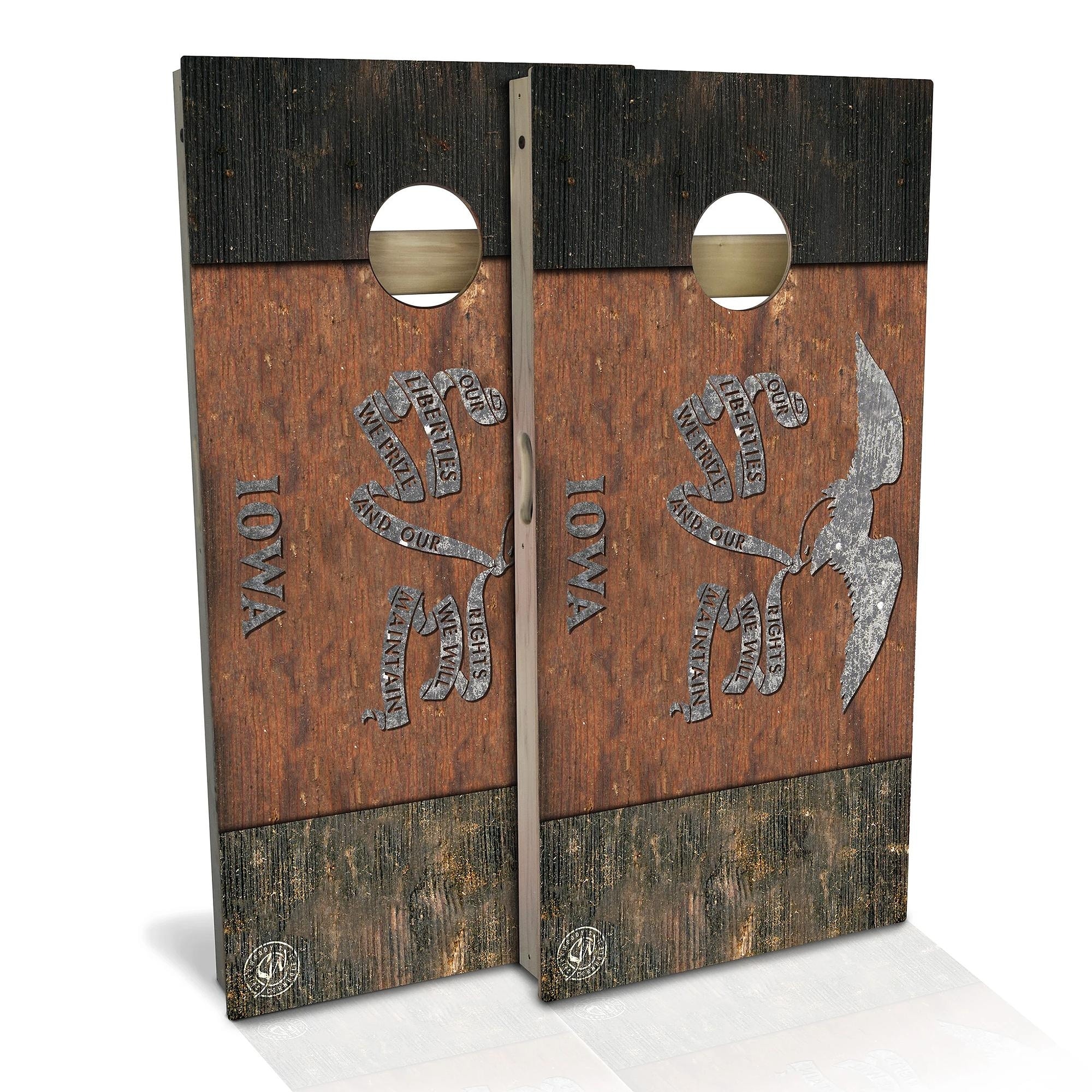 Iowa Flag Vintage Outdoor Cornhole Board Set