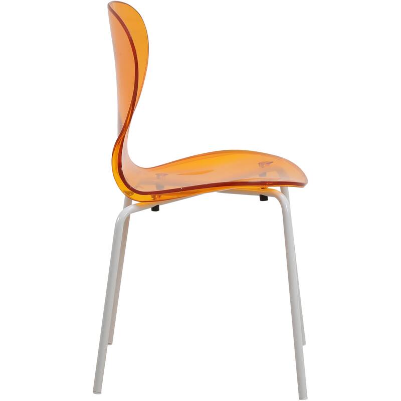 Stackable Plastic Dining Chair Set of 2 Transparent Modern Accent Side Chair for Indoor and Outdoor