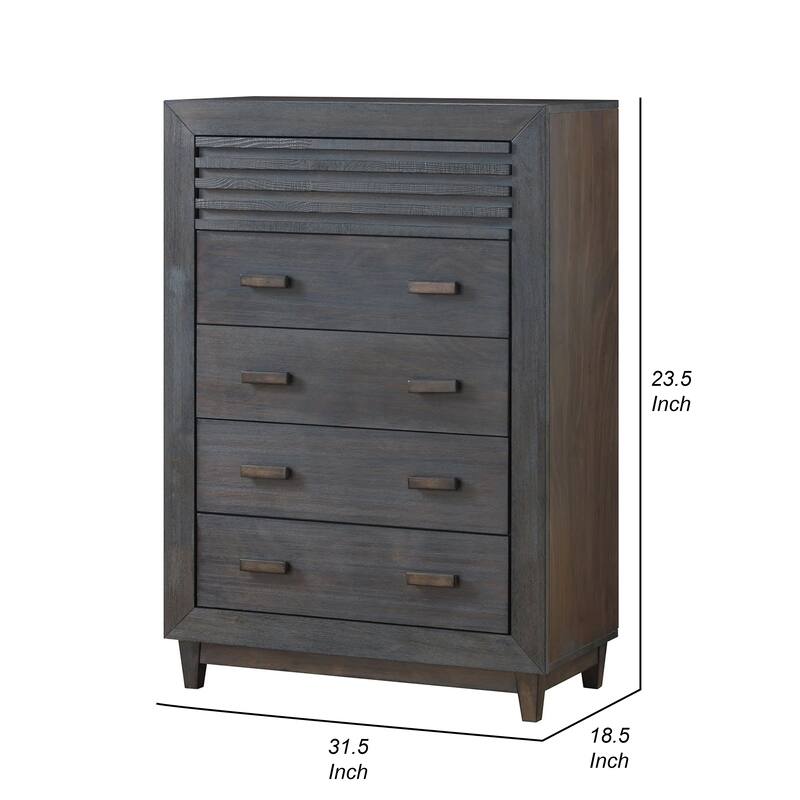 Biom Tall Dresser Chest, 5 Drawers, Charcoal Brown Solid Hardwood