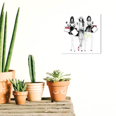 Wynwood Studio Canvas Fashion and Glam Doll Memories - Shopping Spree Black and Glam Wall Art Canvas Print