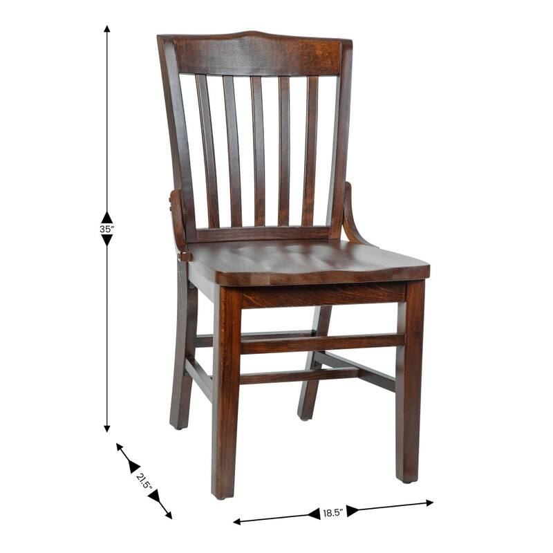 School House Back Wooden Restaurant Dining Chair - 18.5"W x 21.5"D x 35"H