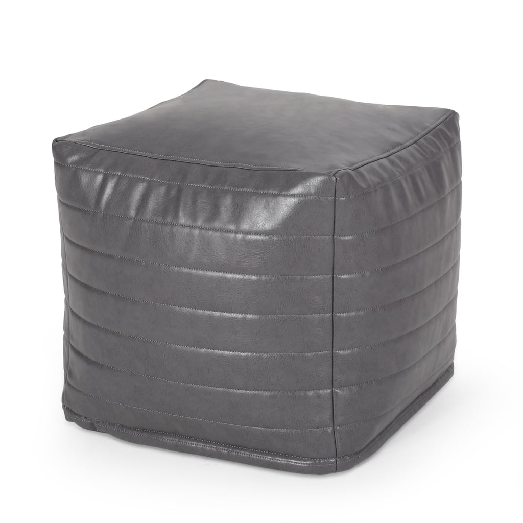 Stylish look Contemporary Faux Leather Suqare Pouf Easy to maintain