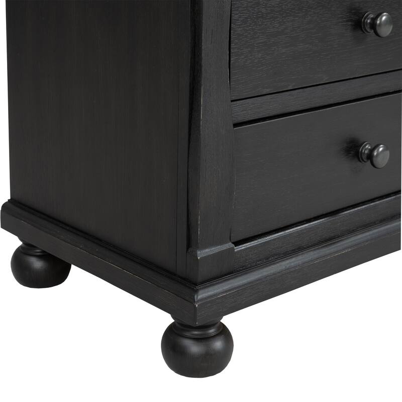 Furniture of America Lucan Farmhouse Black Solid Wood 3-Drawer Nightstand