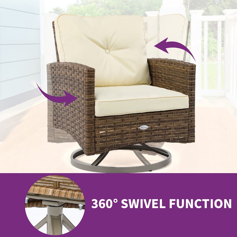 Moasis 3-Piece Patio Outdoor Wicker Bistro Rocking Furniture Conversation Chairs - 3 Pcs