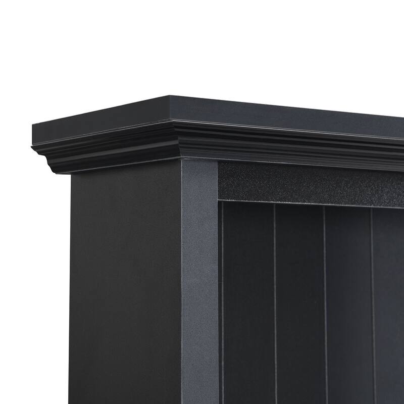 Farmhouse 4-in-1 Hall Tree with Bench, Versatile Coat Rack with 2 Large Drawers and 6 Black Hooks for Hallway, Living Room