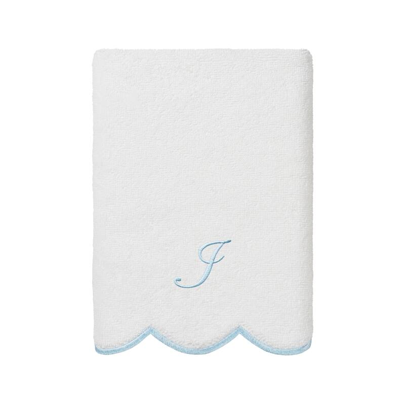 Authentic Hotel and Spa 100% Turkish Cotton Blue ADORNIA Scallop Personalized 3 Piece Towel Set - 3 Piece Set