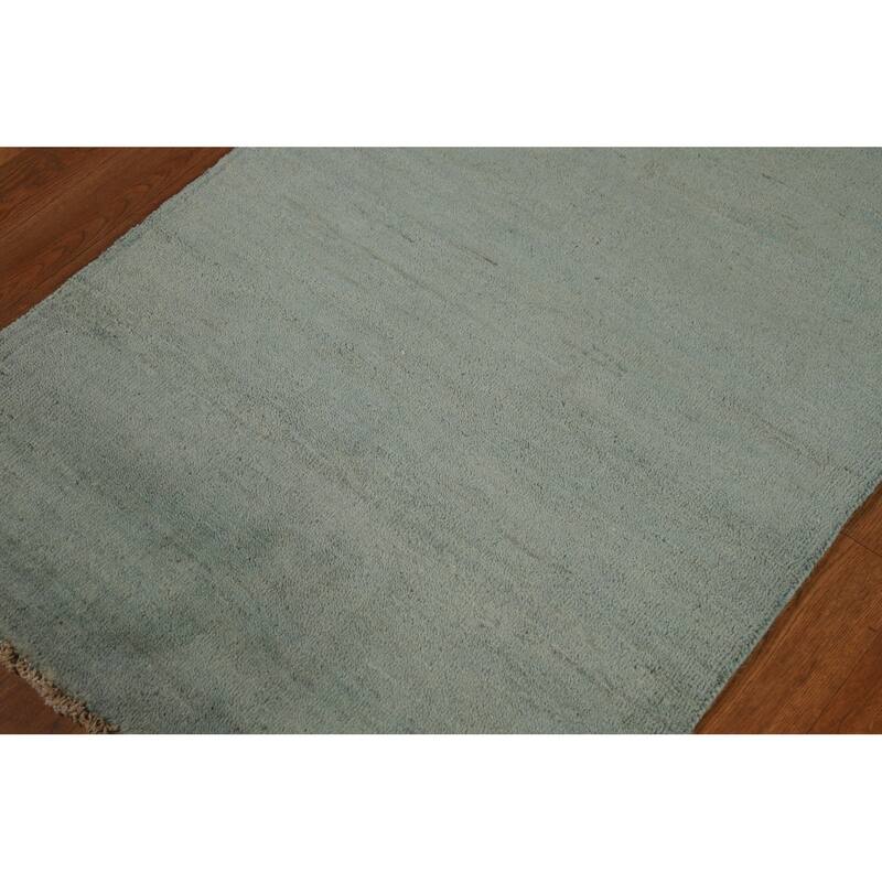 Gabbeh Modern Foyer Rug Hand-Knotted Solid Wool Carpet - 2'8"x 3'9"