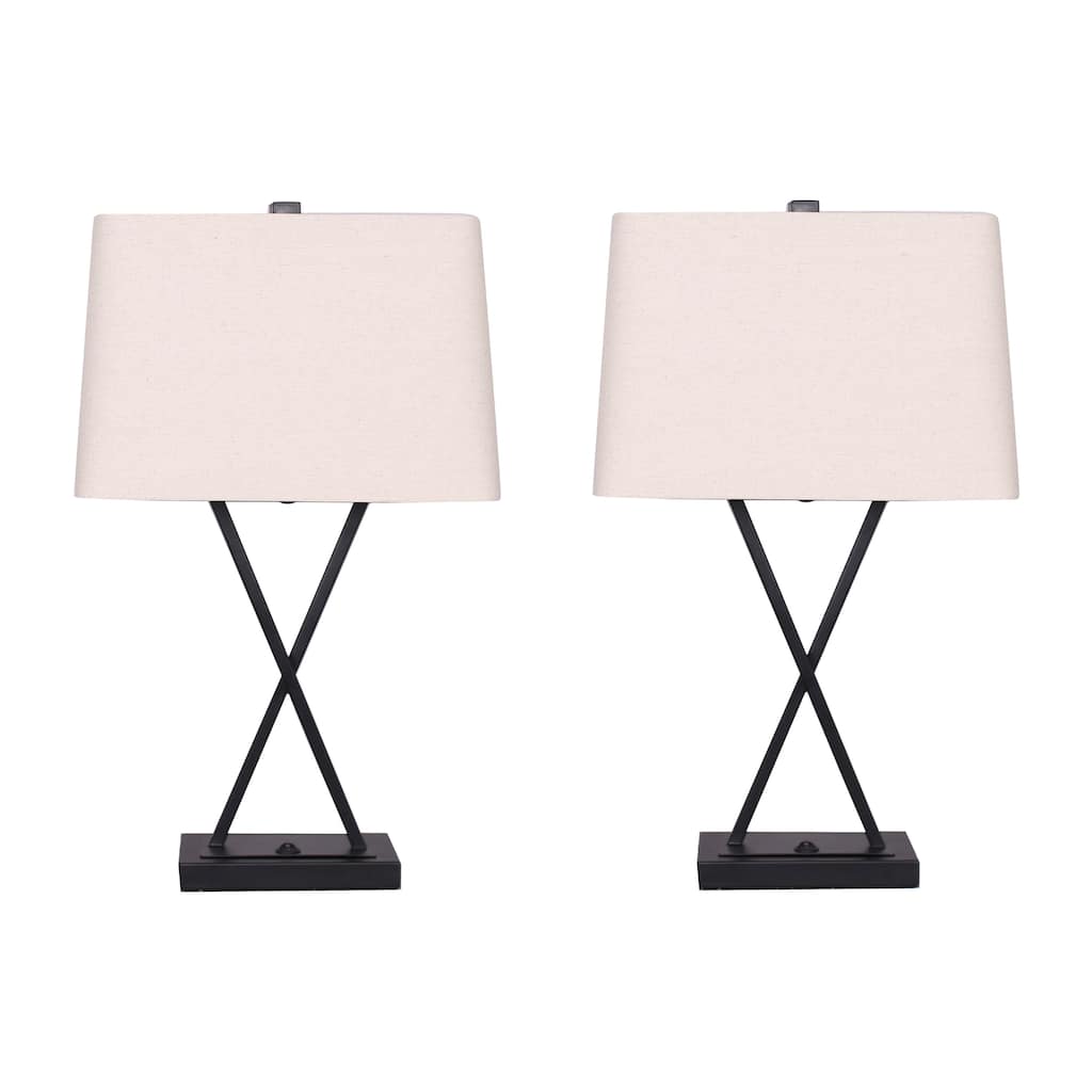 Sagebrook Home Metal Table Lamp, Set of 2 - 15" x 10" x 25"