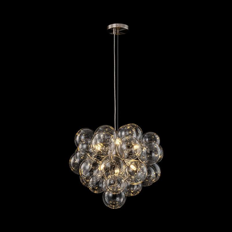 Glam 6-Light Dimmable Cluster Glass Globe Bubble Chandelier - Nickel
