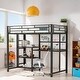 preview thumbnail 1 of 12, Twin Size Loft Bed with Desk, Whiteboard, 3 Shelves and Ladder, Espresso Espresso