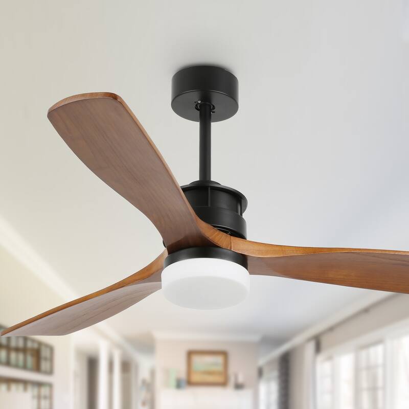 Oaks Aura Gamay 52 in. LED Indoor Solid Wood Reversible Scandi-Japanese Ceiling Fan With Latest DC Motor Technology - Black