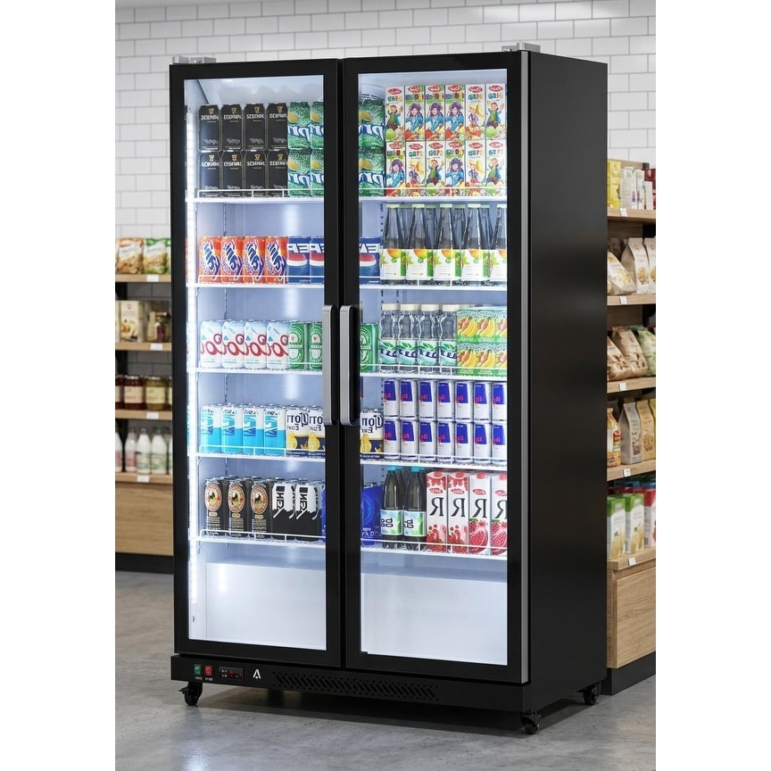 Commercial Display Refrigerator, With 2 Glass Doors and Led Lighting