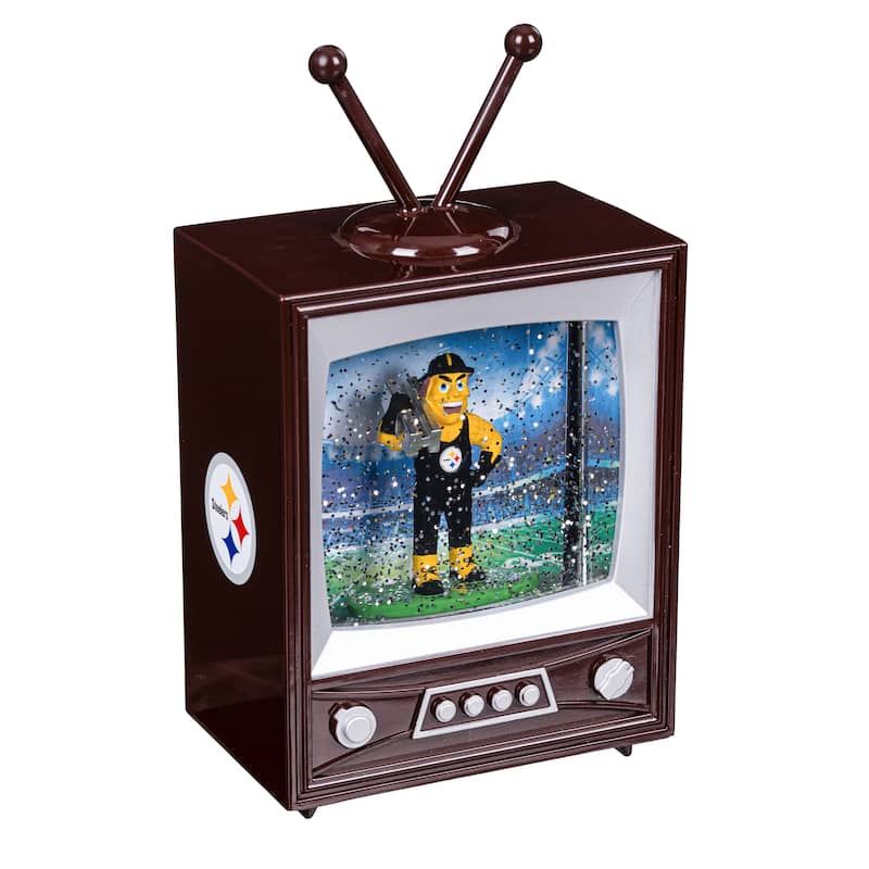 Pittsburgh Steelers 8 in. Vintage TV Light Up Water Lantern Snow Globe with Mascot