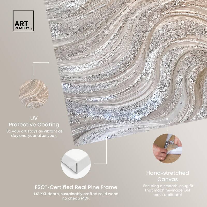 Silver Waves Set Canvas Set of 2 by Art Remedy, Gallery Wrapped
