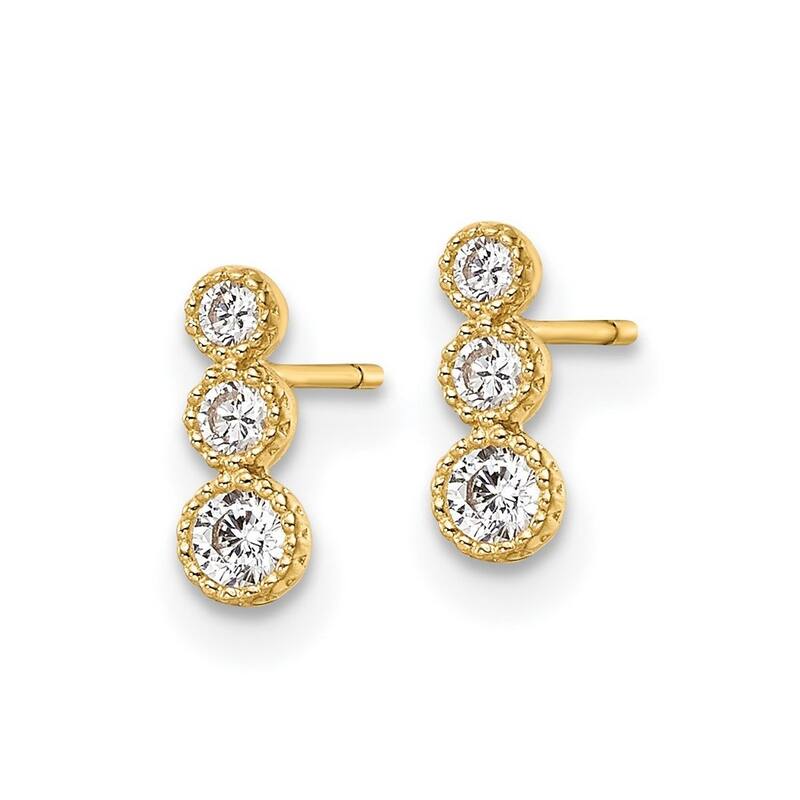 Curata 14k Yellow Gold Shapes of Cubic Zirconia Linear Post Earrings - 29x4mm