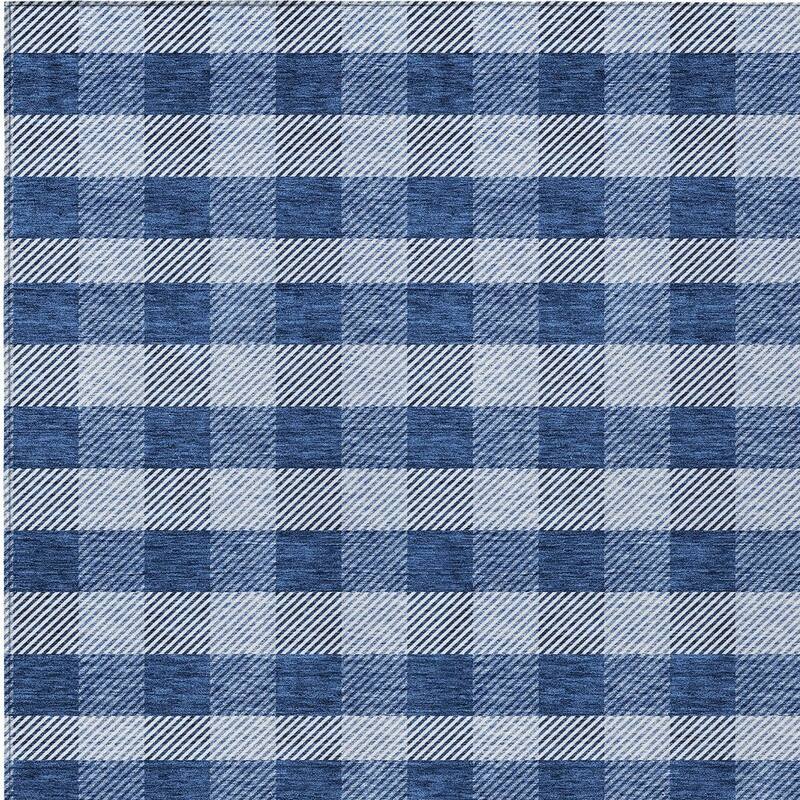 HomeRoots Plaid Transitional Rectangle Outdoor Rug