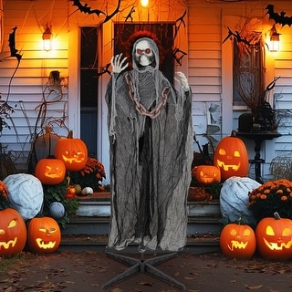Costway 6.4 FT Standing Grim Reaper Halloween Animatronic Decoration