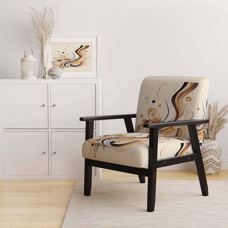 Designart "Brown And Black Movement IV" Upholstered Modern & Contemporary Accent Chair and Modern & Contemporary Arm Chair - Arm Chair