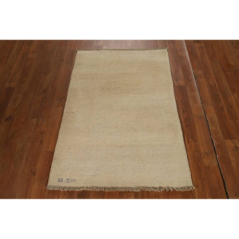 Modern Gabbeh Oriental Rug Hand-Knotted Foyer Wool Carpet - 2'8"x 3'11"