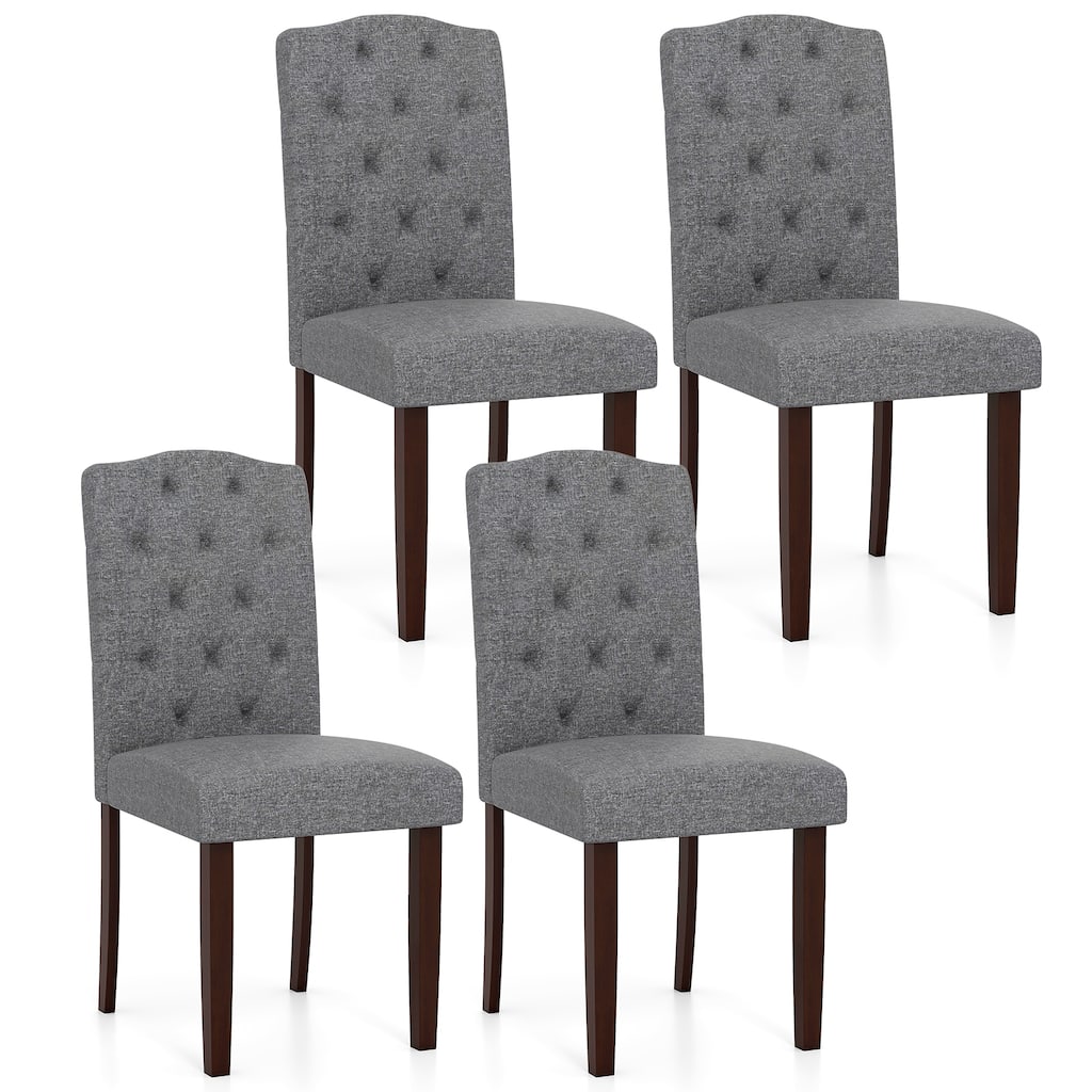 Gymax Wooden Dining Chair Set of 4 Button Tufted Fabric Upholstered - See Details