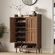 preview thumbnail 1 of 6, Garvee Farmhouse Shoe Cabinet,Large Shoe Cabinet with 2 Doors & Adjustable Shelves, Anti-tip Design, 6-Tier Shoe Storage Brown