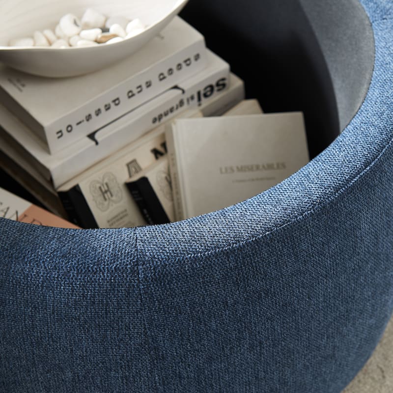 25.5"x25.5"x14.5" in. Round Storage Ottoman