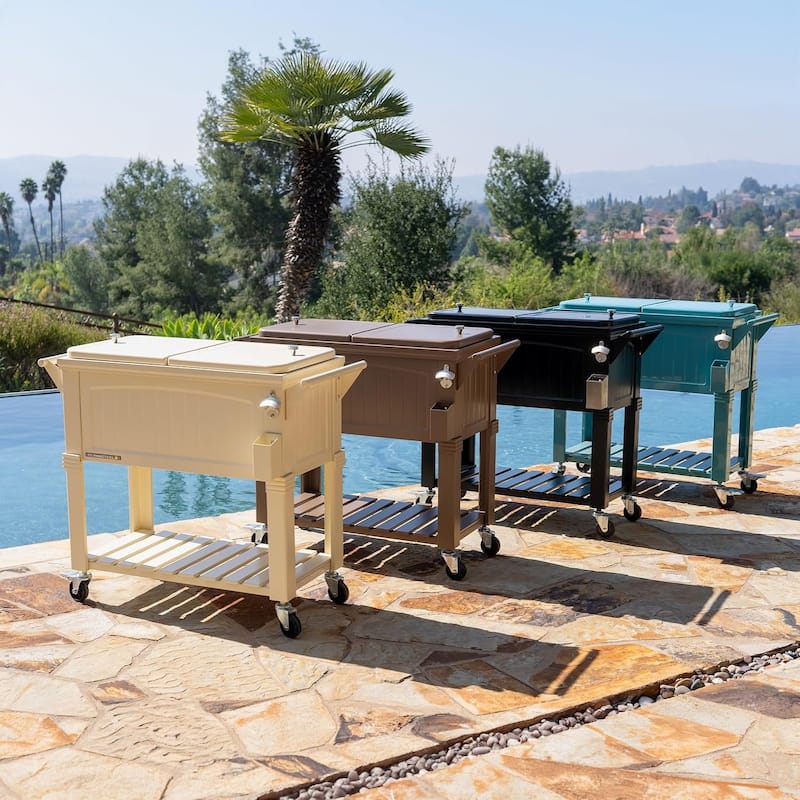 Permasteel 80-Qt Antique Furniture Style Rolling Patio Cooler