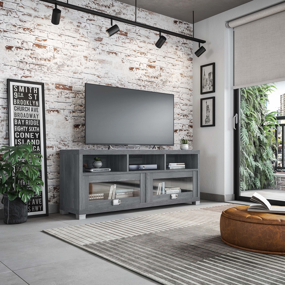 Gray tv stand for 75 inch tv hot sale