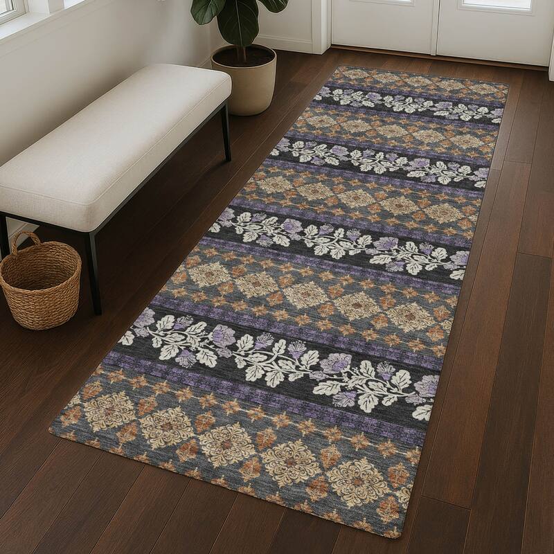 Machine Washable Indoor/ Outdoor Stripe Sochi Chantille Rug