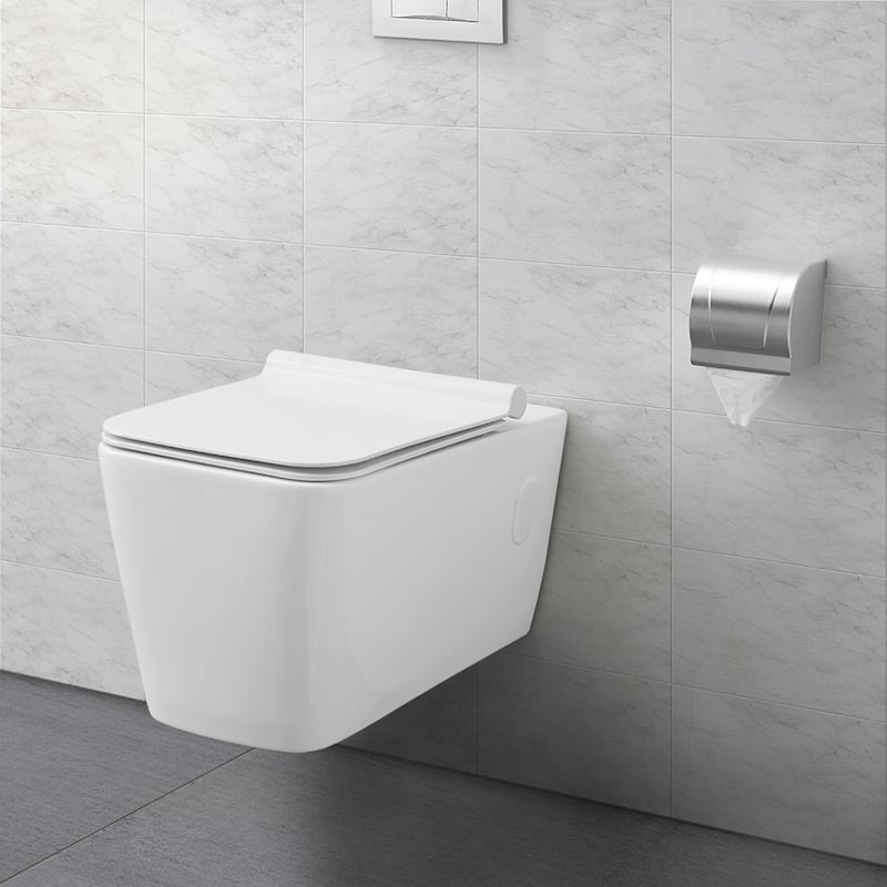Swiss Madison Bastille Wall-Hung Toilet Bowl Only in Matte Black - 22.5" x 14.0" x 14.0"