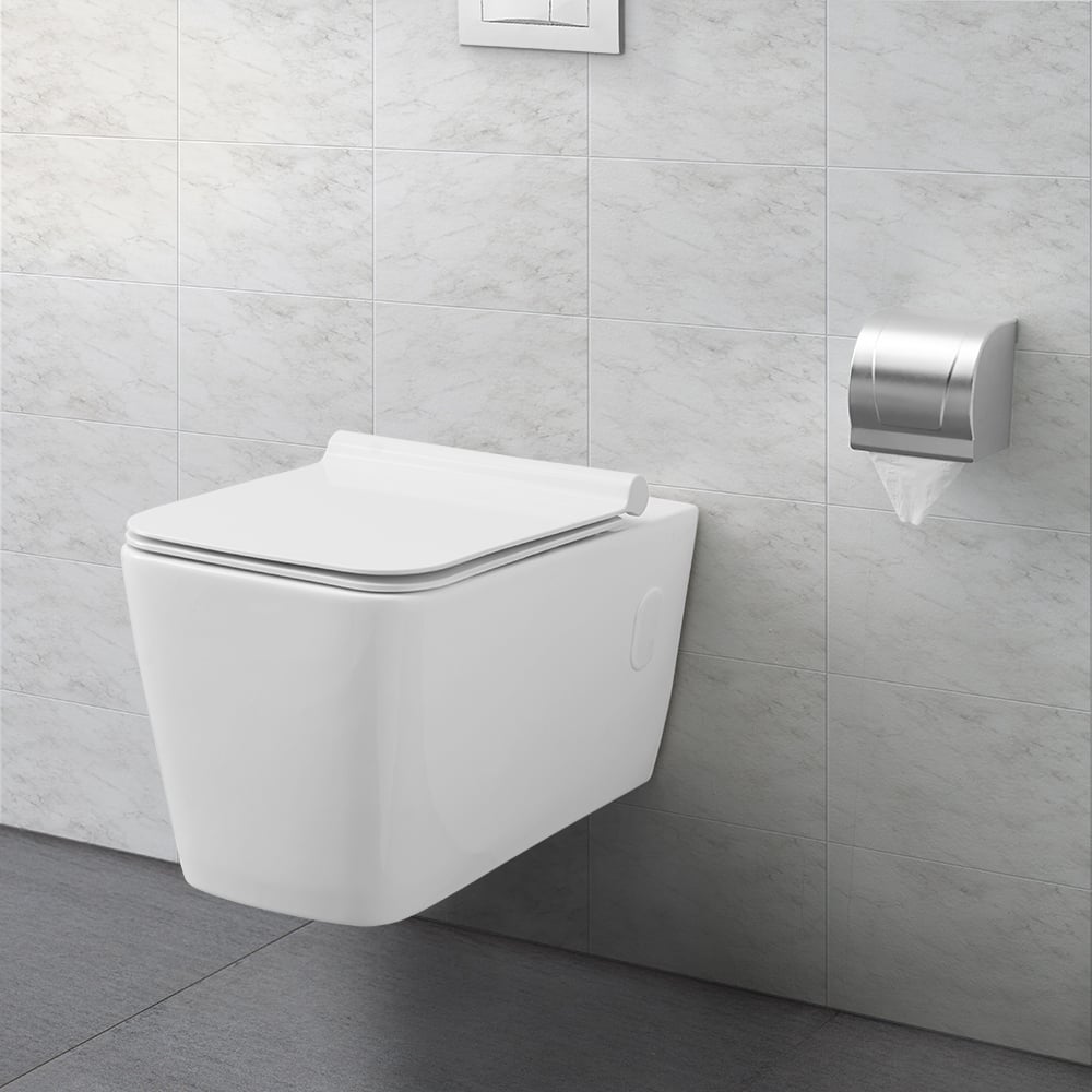 Swiss Madison Bastille Wall-Hung Toilet Bowl Only in Matte Black - 22.5" x 14.0" x 14.0"
