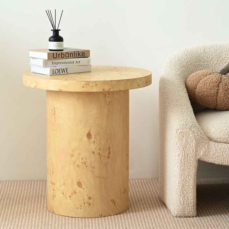 25"Height Burl Wood Side Table