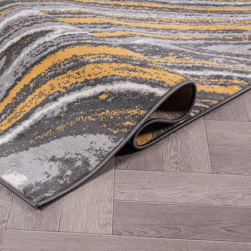 World Rug Gallery Contemporary Abstract Swirl Area Rug