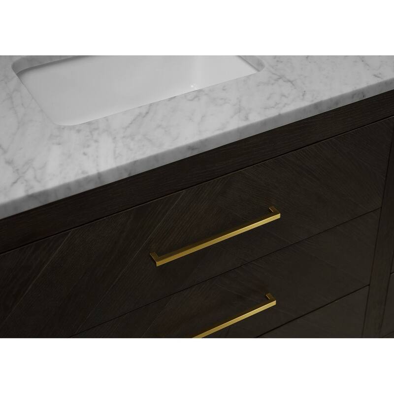 KitchenBathCollection Avery 72" Double Bathroom Vanity with Carrara Marble Top
