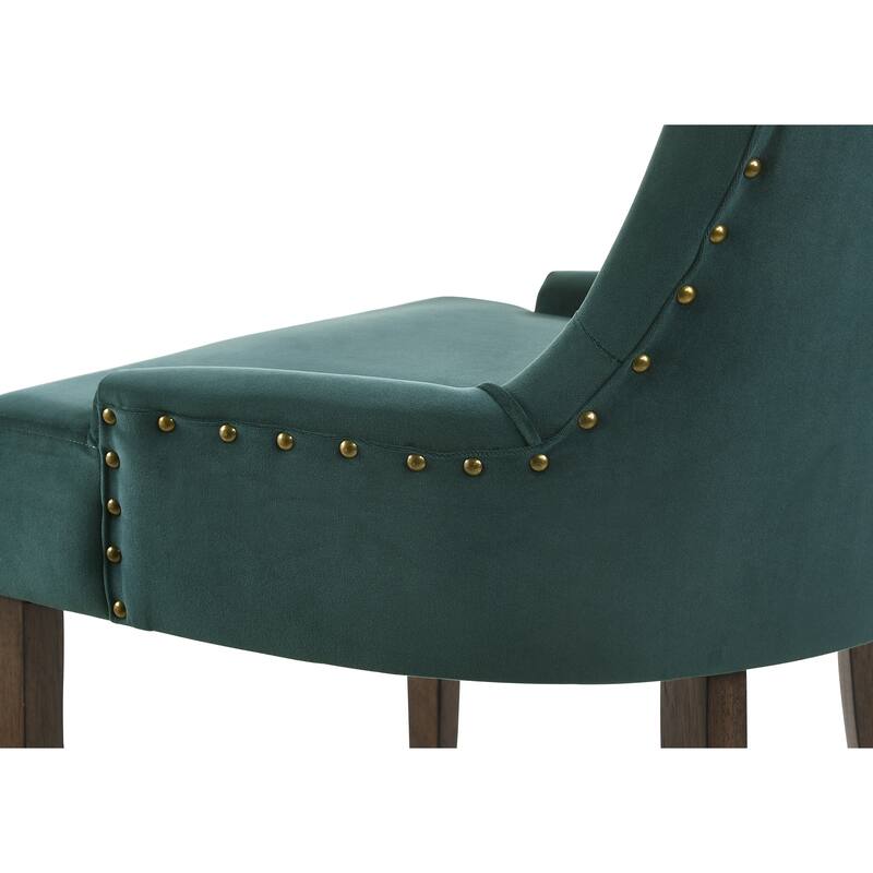 Farren Green Velvet & Weathered Oak Finish Side Chair (Set of 2)