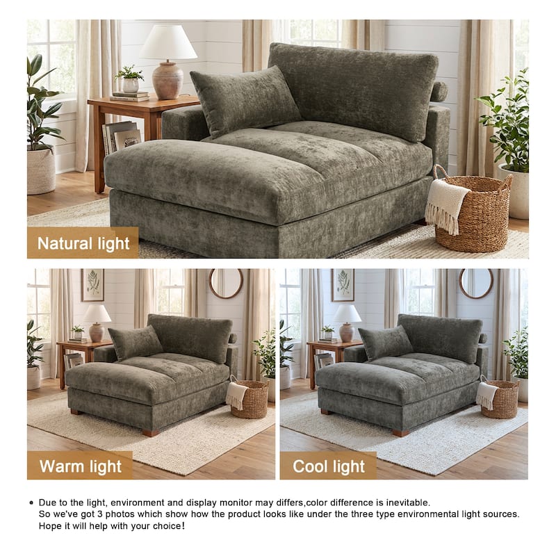 42"W Chenille Upholstered Chaise Lounge