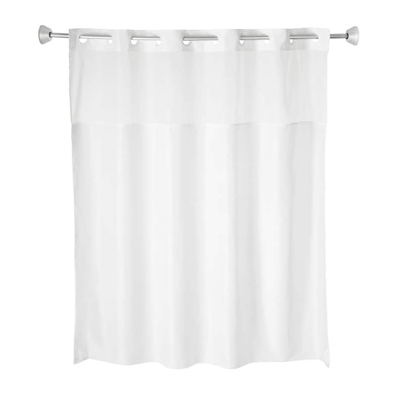Whitmor No Hook Shower Curtain with Window & Snap-in Liner, 71" x 77"