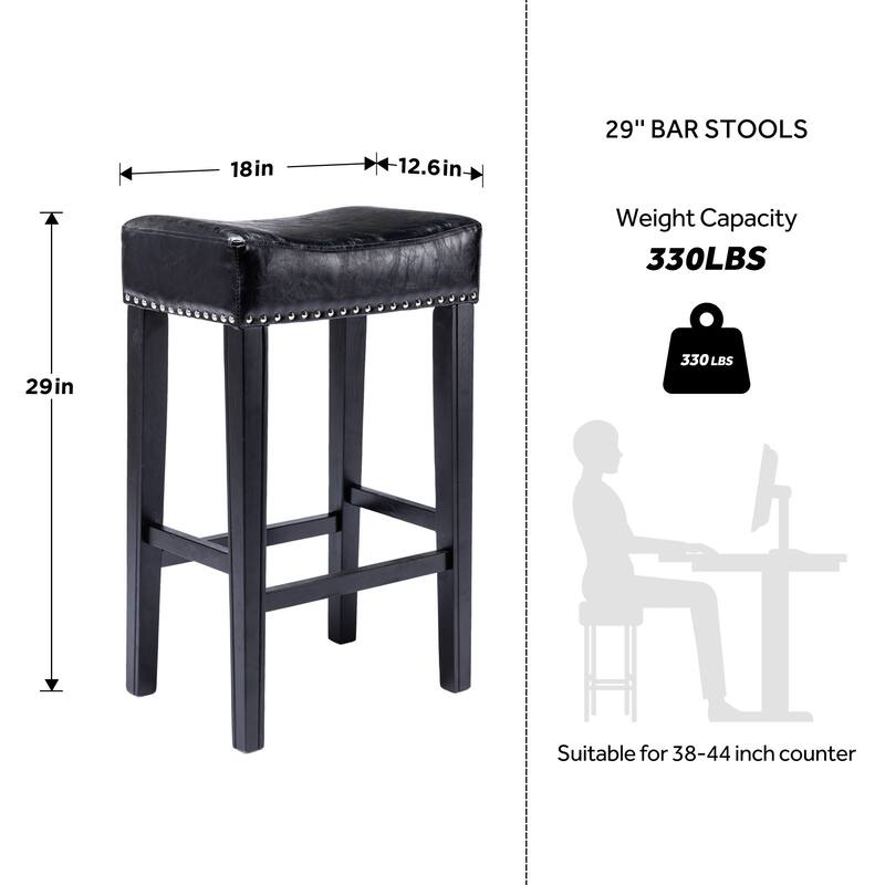 Counter Height Upholstered Bar Stools with Footrest Set of 2