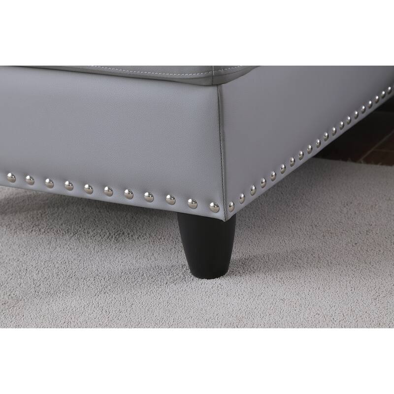 Faux Leather L - Shaped Sectional Set With Cup Holders 2pc