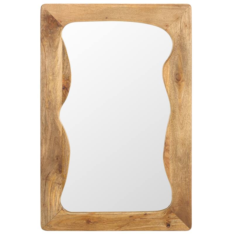 SAFAVIEH Home Melody Vertical Rectangular 24"W x 2"D x 36"H Natural Mango Wood Mirror - 24"W x 2"D x 36"H