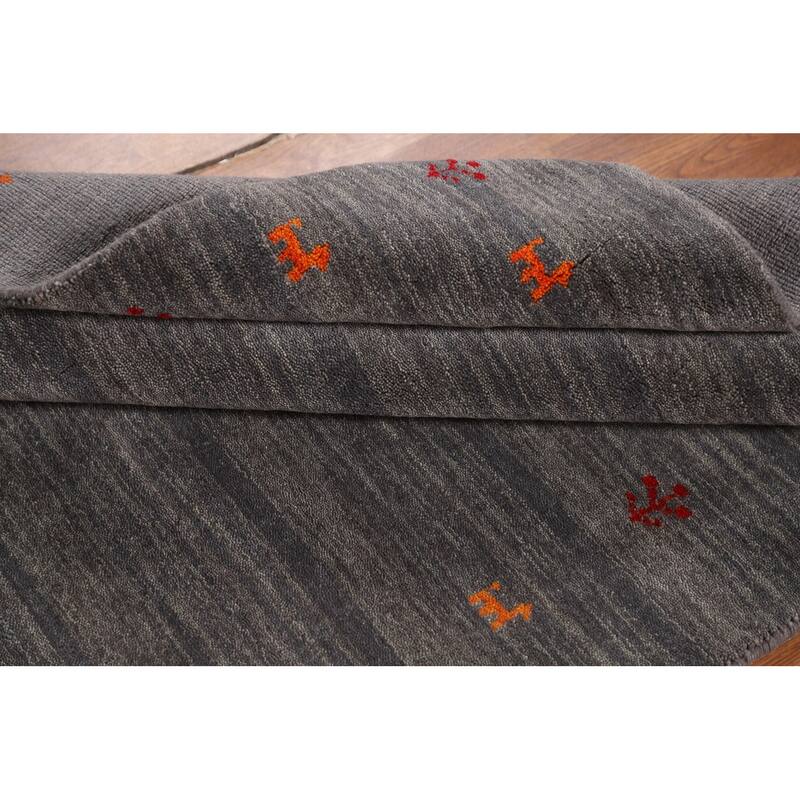 Little Animals Gabbeh Indian Accent Rug Hand-Knotted Wool Carpet - 4'0" x 5'10"