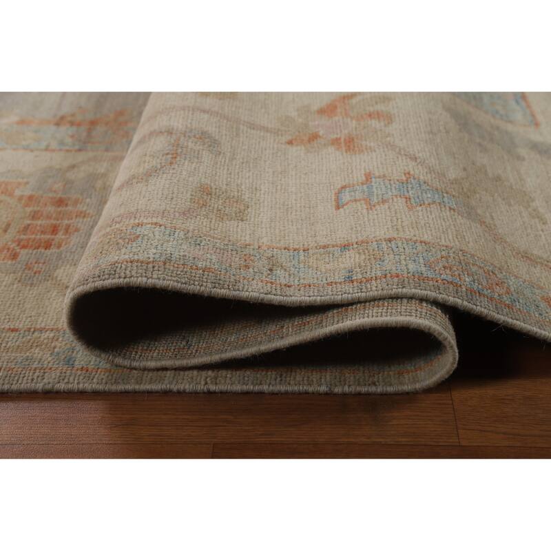 Hand Knotted Oriental 100% Wool Carpet Transitional All-Over Greys & Charcoal Oushak Area Rug - 11' 10'' X 9' 2''