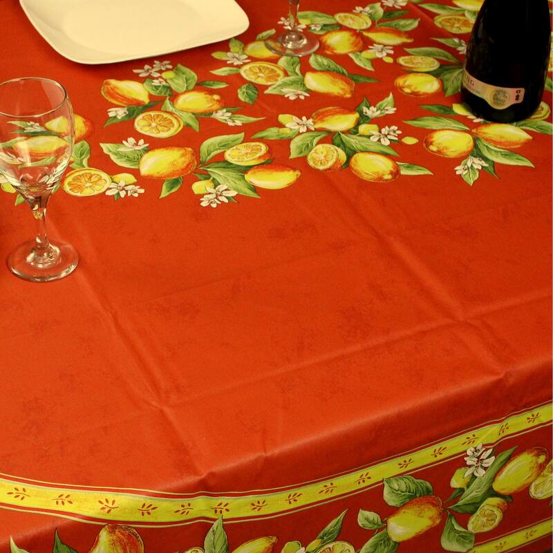 Wipeable Spill Resistant Provencal Cotton Cannes Collection Tablecloth