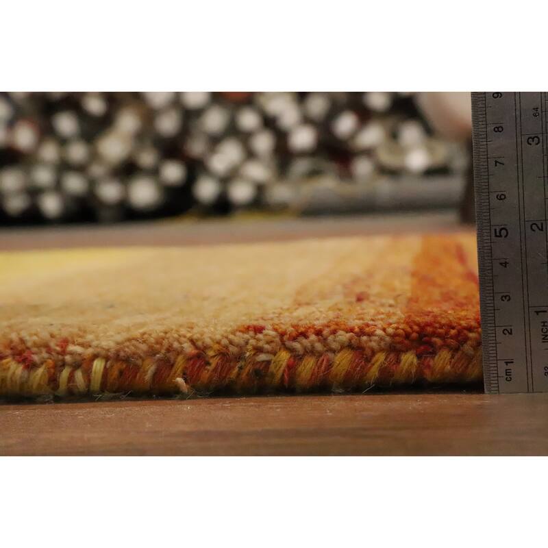 Hand Knotted Oriental 100% Wool Carpet Modern Stripe Multi-Colored Gabbeh Area Rug - 5' 10'' X 2' 9''