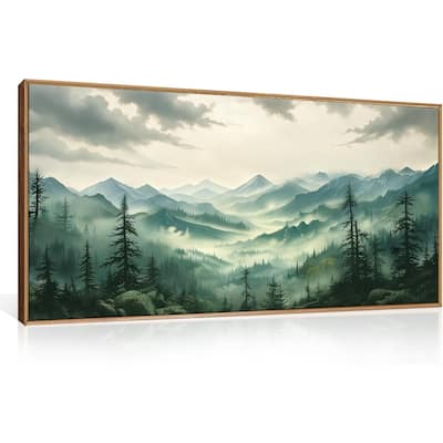 Misty Forest Wall Decor, Watercolor Pine Tree Wall Painting