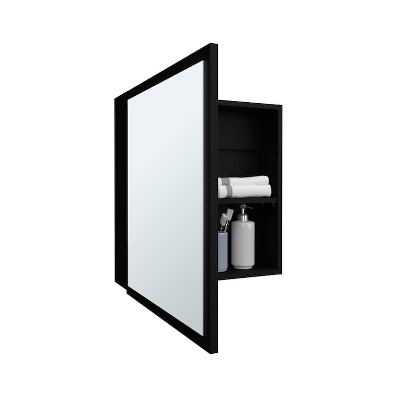 White Mirror Medicine Cabinet with 1 Door and 4 Adjustable Shelves for Bathroom or Kitchen, Towel Rack Included