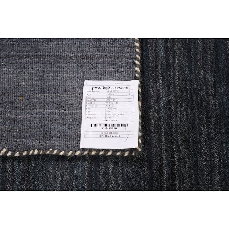 Navy Blue Tribal Gabbeh Indian Area Rug Handmade Wool Carpet - 7'11"x 9'9"